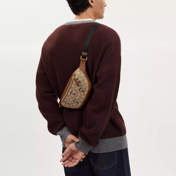 🐭 Disney X Coach Warren Mini Belt Bag In Signature Jacquard Mickey Mouse Print - Picture 5 of 6